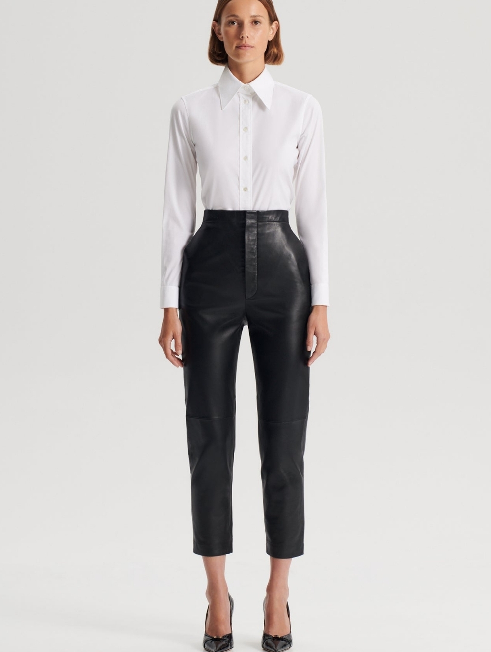 Scanlan Theodore Slim Cropped Leather High Waist Pants